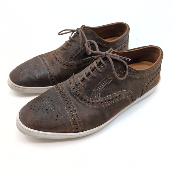 Allen Edmonds Strand Oxford Dress Sneakers Mens 9.5 E Brown Suede Wingtip  Brogue